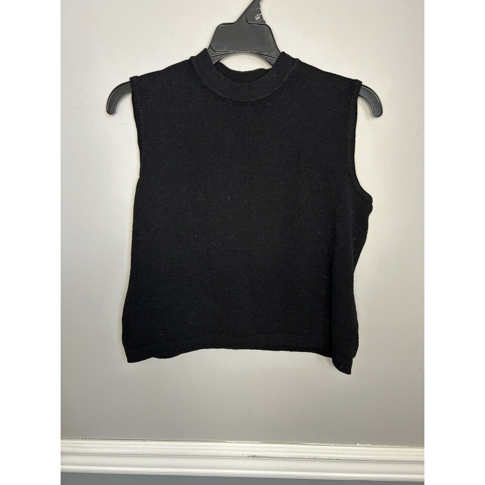 St. John Basic Women's Size P Petite Black Wool Blend Sleeveless Top Vest Tank